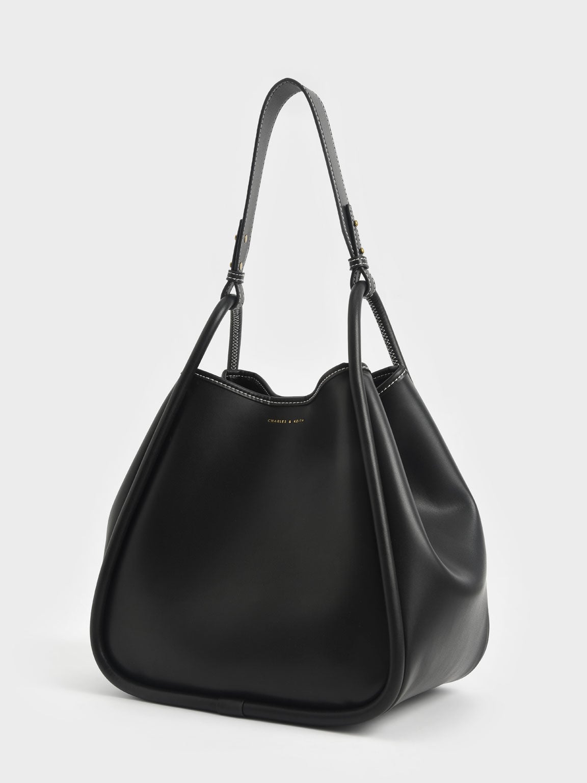 CHARLES & KEITH Quality / Lyla Tubular Slouchy Tote Bag - Black