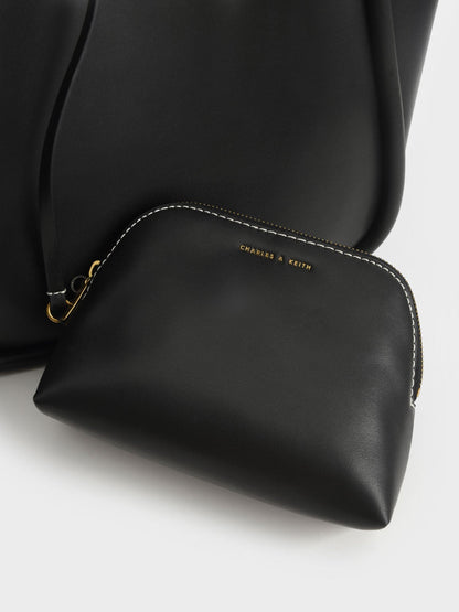 CHARLES & KEITH Quality / Lyla Tubular Slouchy Tote Bag - Black