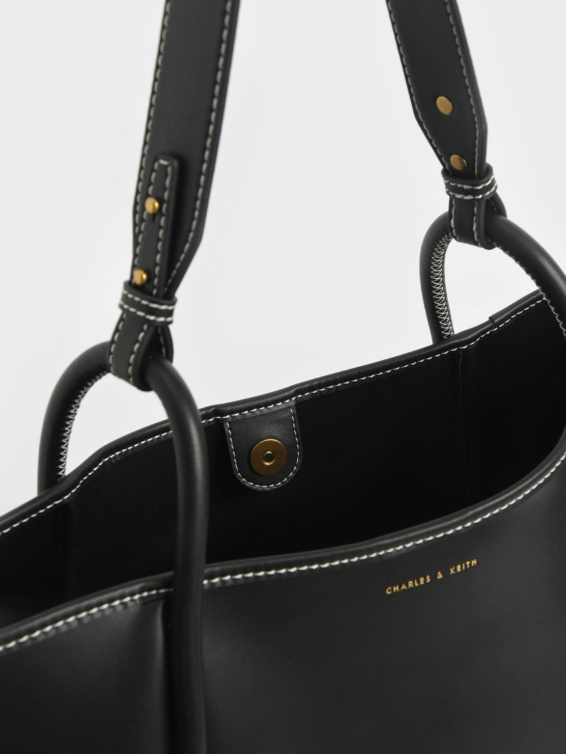 CHARLES & KEITH Quality / Lyla Tubular Slouchy Tote Bag - Black