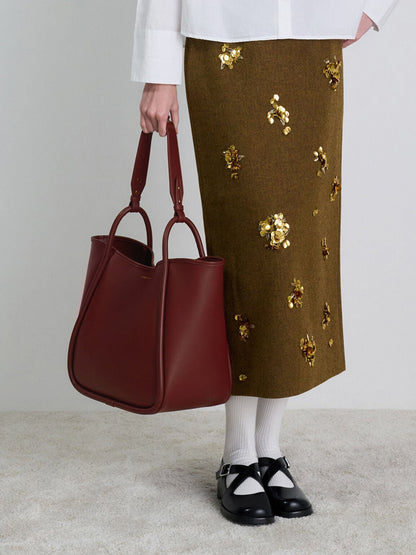 CHARLES & KEITH Value / Lyla Tubular Slouchy Tote Bag - Mulberry Plum