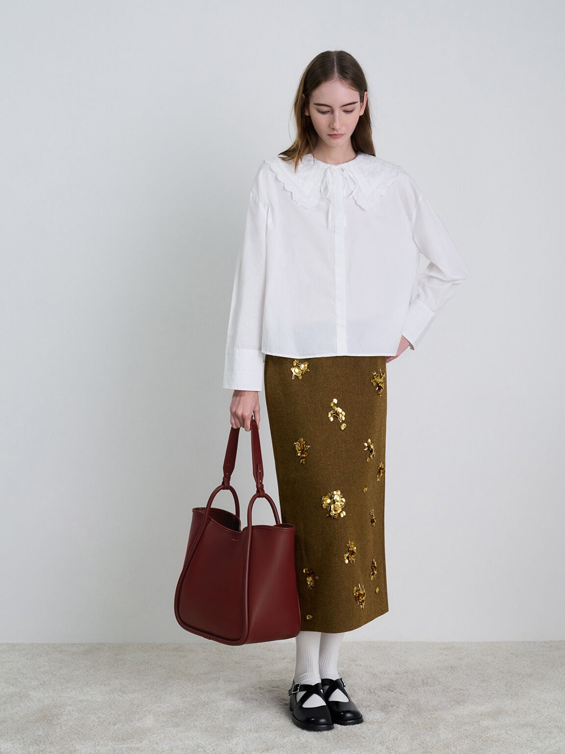 CHARLES & KEITH Value / Lyla Tubular Slouchy Tote Bag - Mulberry Plum