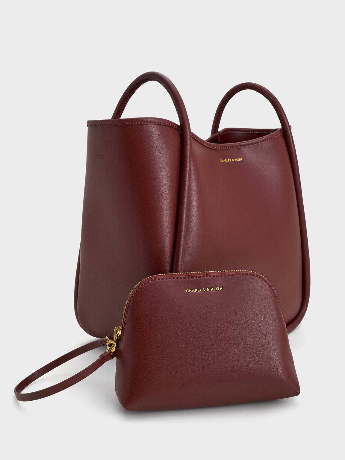 CHARLES & KEITH Value / Lyla Tubular Slouchy Tote Bag - Mulberry Plum