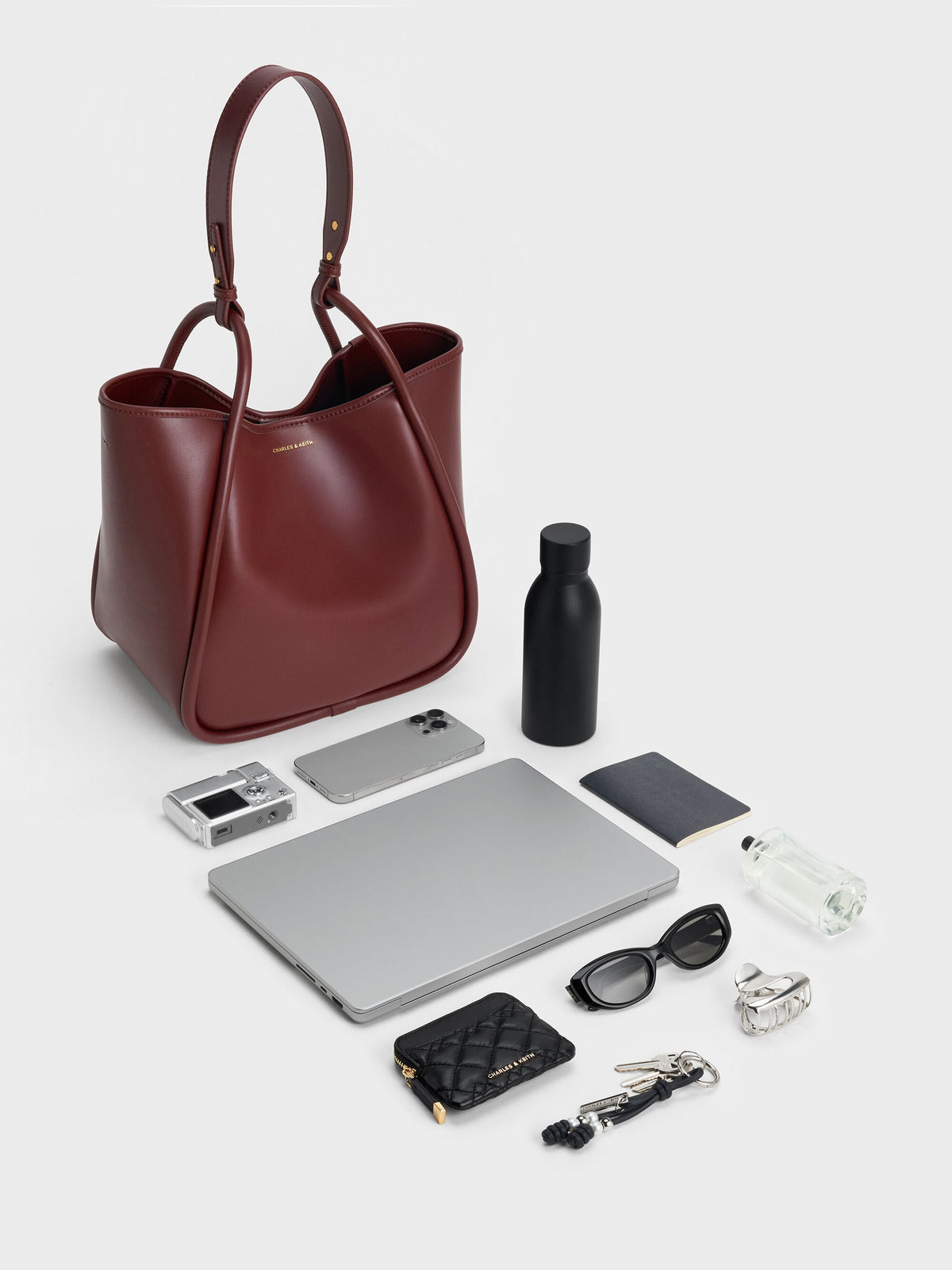 CHARLES & KEITH Value / Lyla Tubular Slouchy Tote Bag - Mulberry Plum