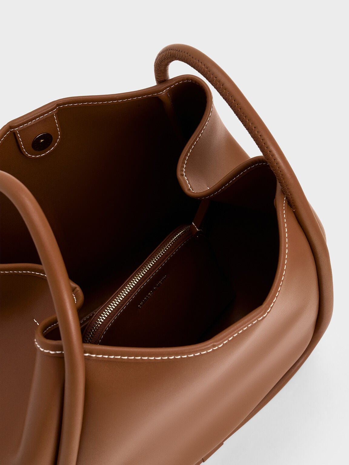 CHARLES & KEITH Classic / Lyla Tubular Slouchy Tote Bag - Chocolate