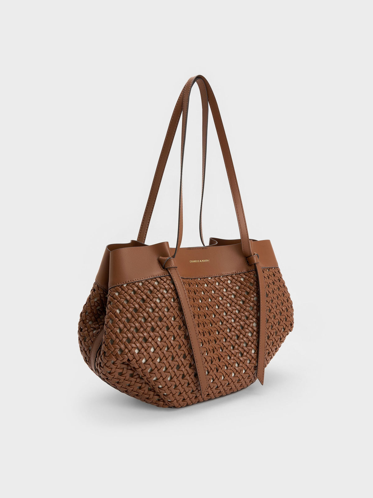 CHARLES & KEITH Smart Buy / Calla Woven Tote Bag - Chocolate