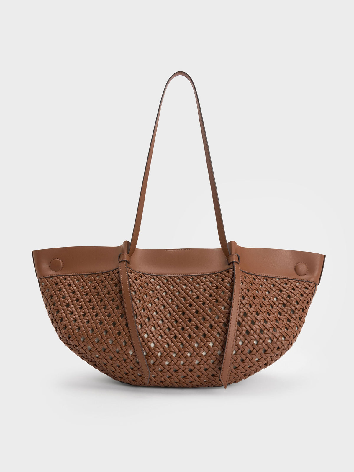 CHARLES & KEITH Smart Buy / Calla Woven Tote Bag - Chocolate
