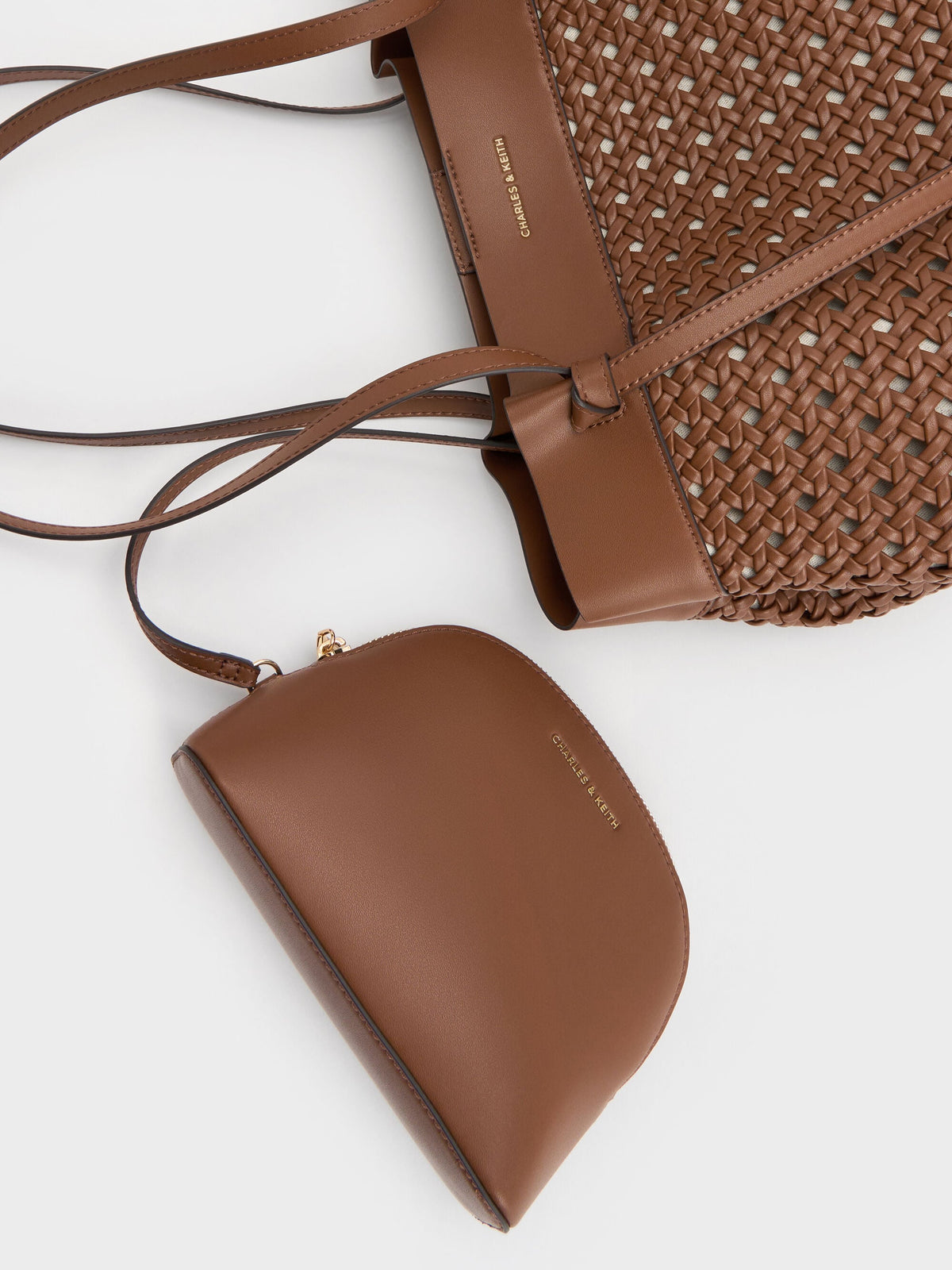 CHARLES & KEITH Smart Buy / Calla Woven Tote Bag - Chocolate