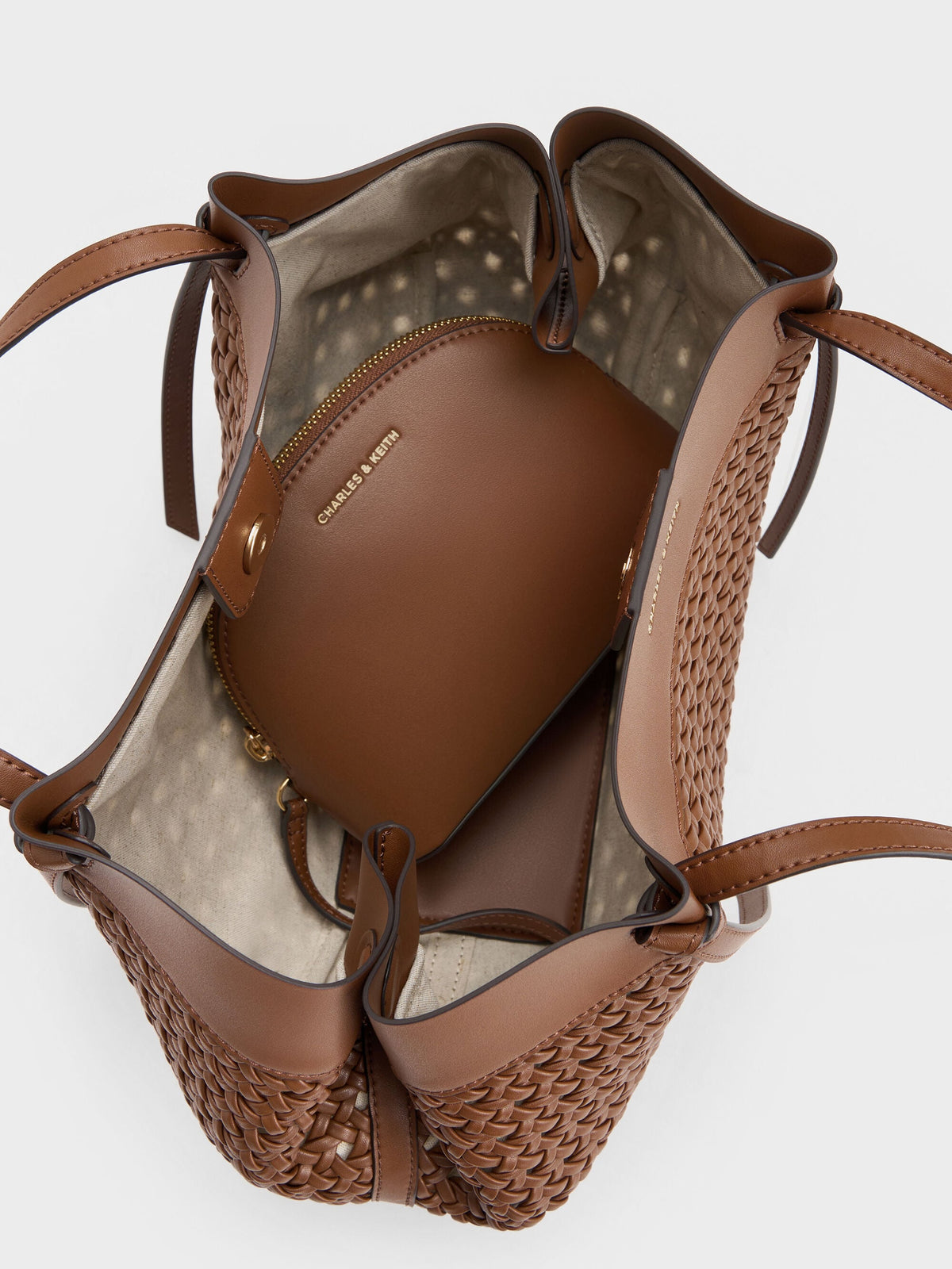 CHARLES & KEITH Smart Buy / Calla Woven Tote Bag - Chocolate