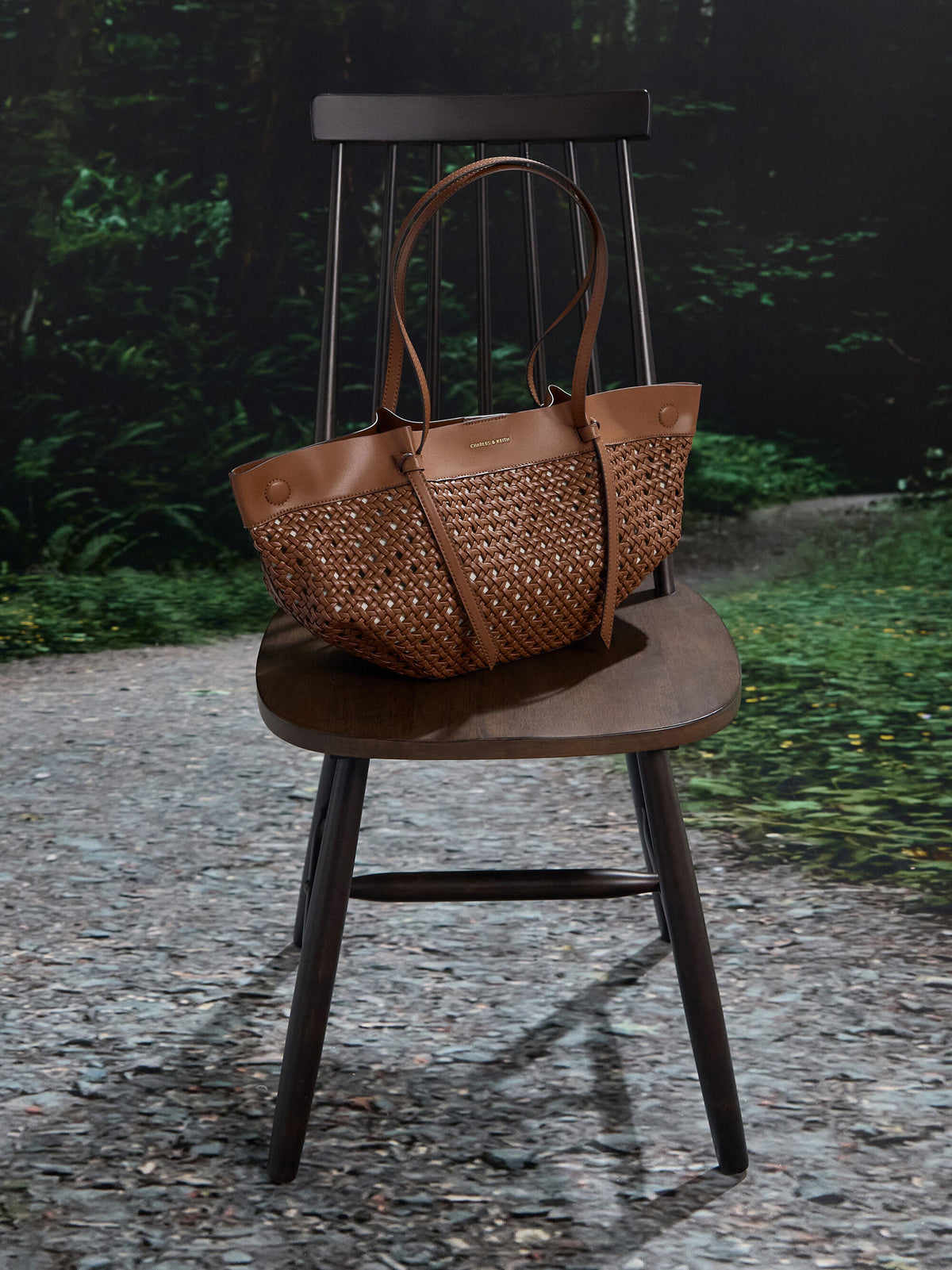 CHARLES & KEITH Smart Buy / Calla Woven Tote Bag - Chocolate