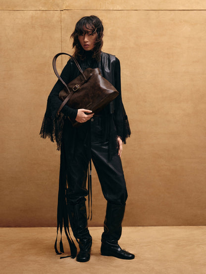 CHARLES & KEITH Great Value / Victoria Belted Tote Bag - Distressed Coffee
