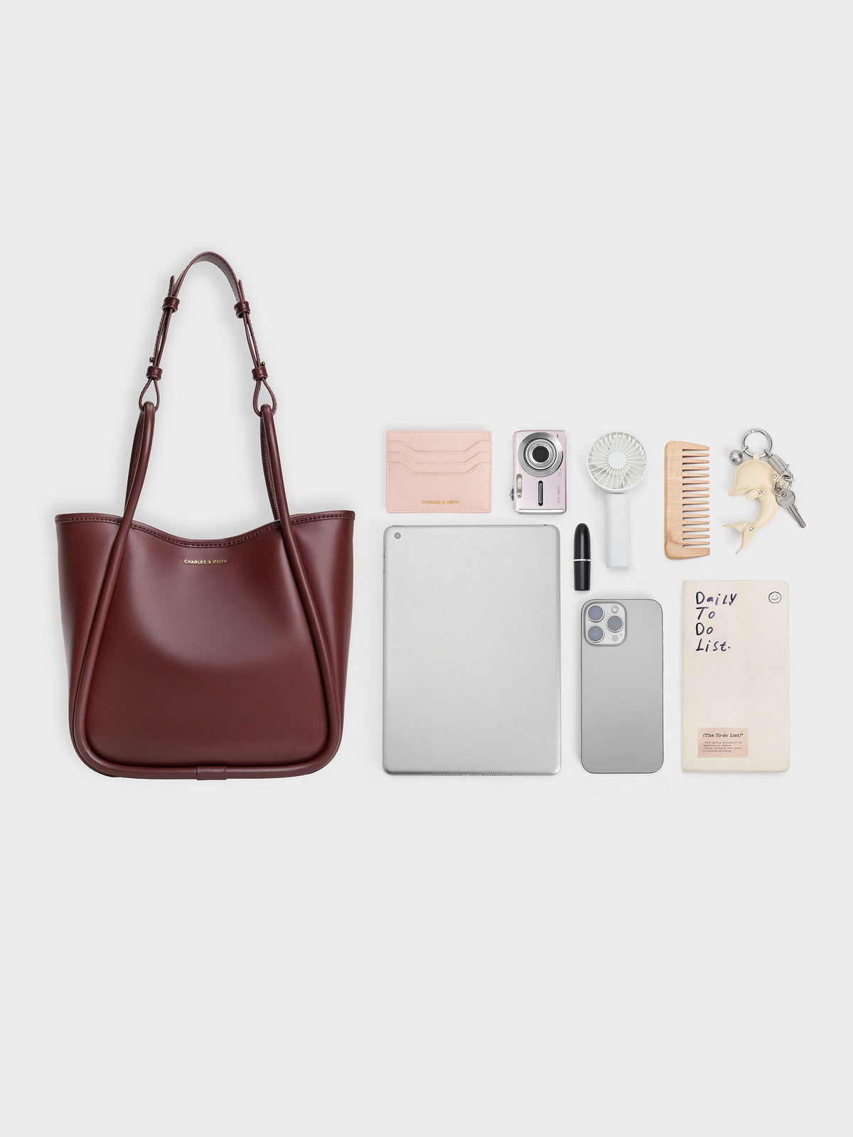CHARLES & KEITH Deals / Mini Lyla Tubular Tote Bag - Mulberry Plum
