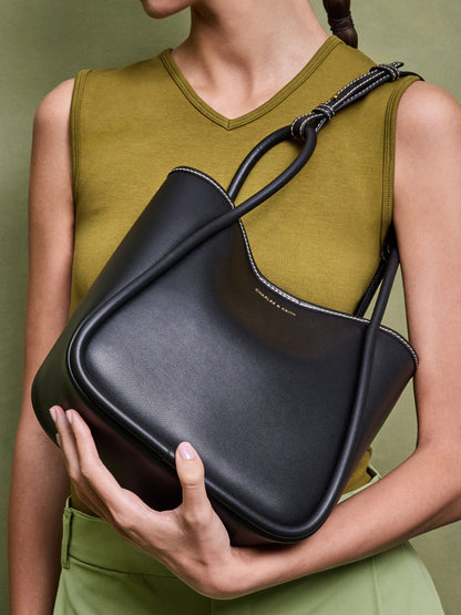 CHARLES & KEITH Best Seller / Mini Lyla Tubular Tote Bag - Black