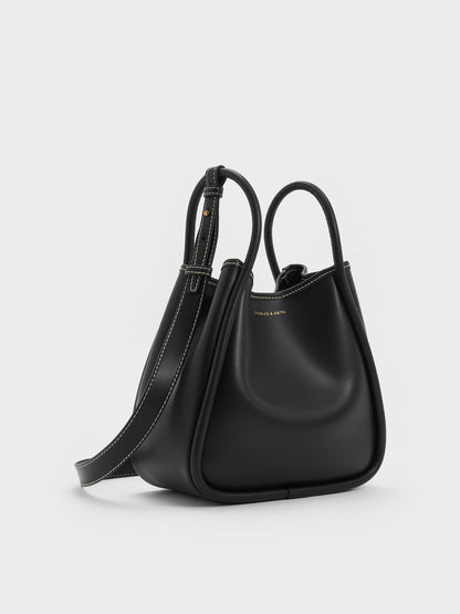 CHARLES & KEITH Best Seller / Mini Lyla Tubular Tote Bag - Black
