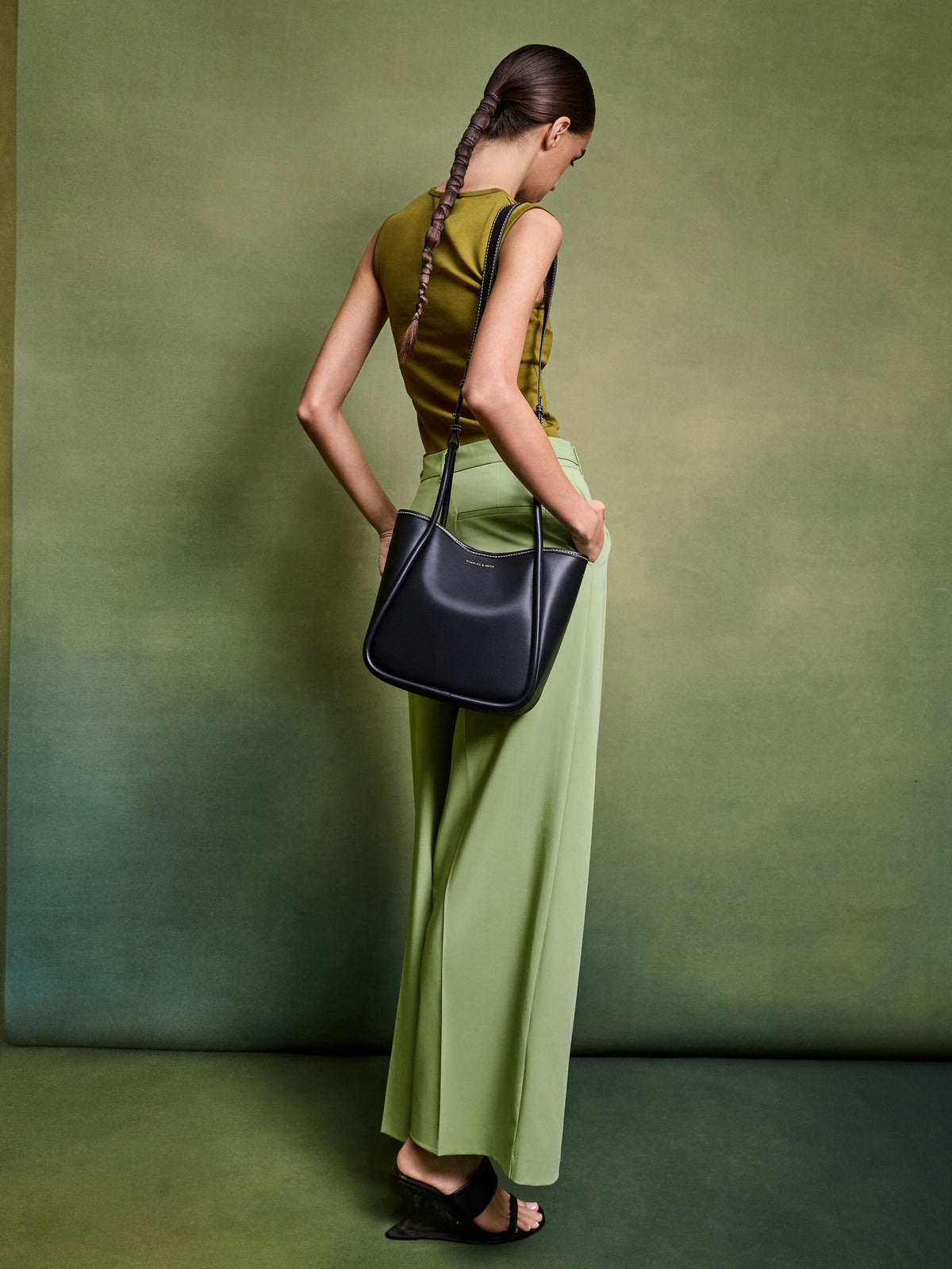 CHARLES & KEITH Best Seller / Mini Lyla Tubular Tote Bag - Black