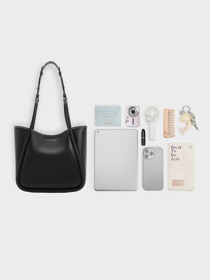 CHARLES & KEITH Best Seller / Mini Lyla Tubular Tote Bag - Black