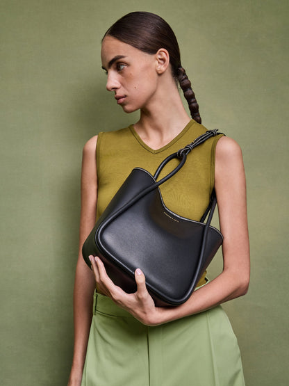 CHARLES & KEITH Best Seller / Mini Lyla Tubular Tote Bag - Black