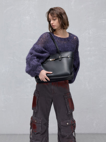 CHARLES & KEITH Discount / Arlet Double-Handle Belted Tote bag - Black