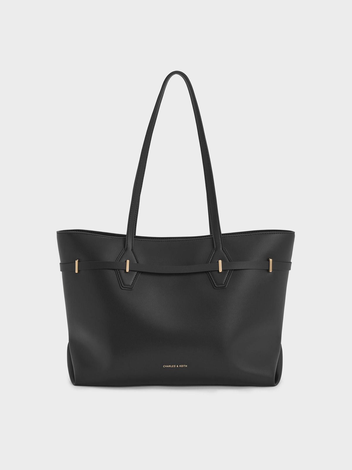CHARLES & KEITH Discount / Arlet Double-Handle Belted Tote bag - Black