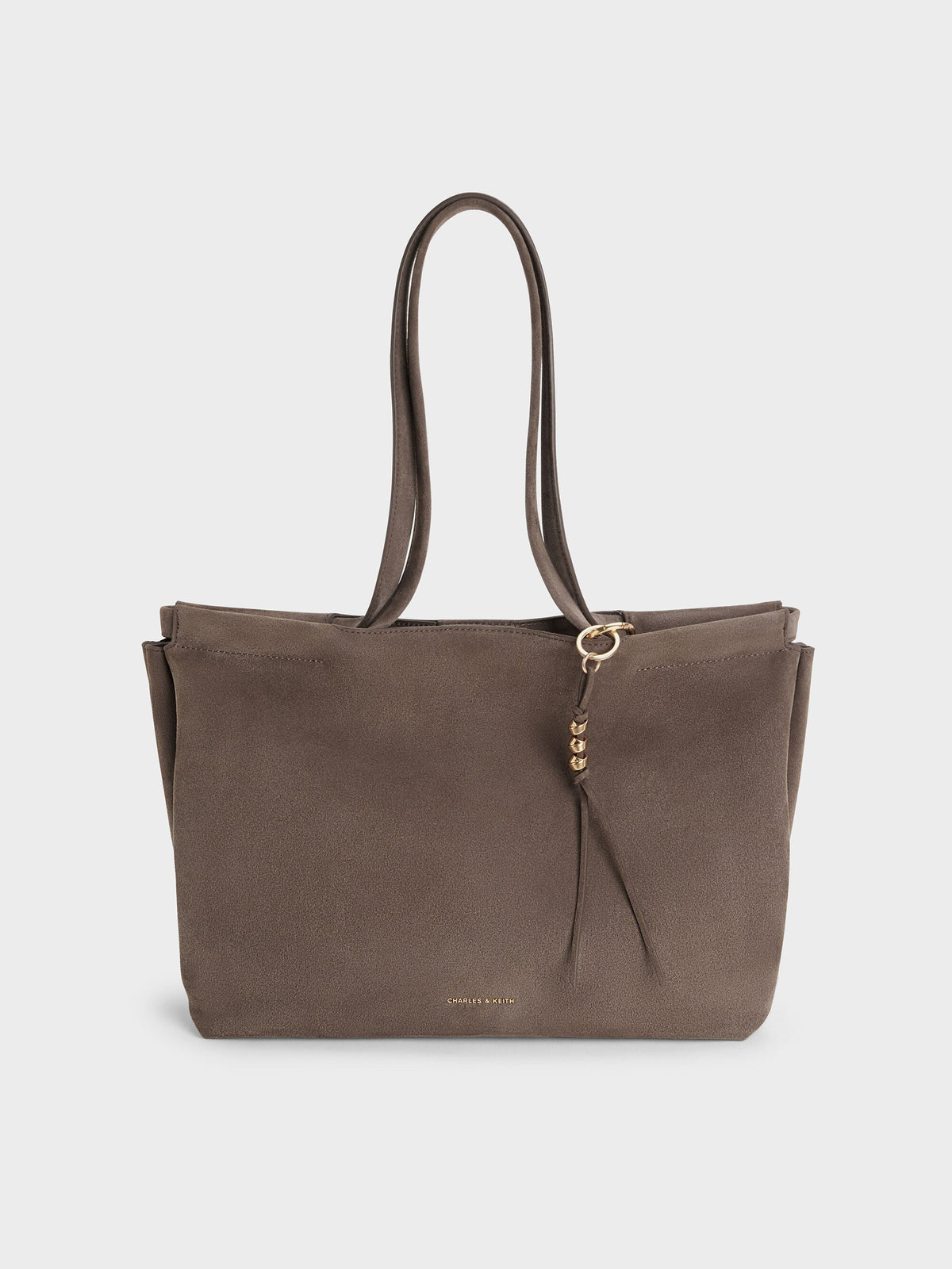 CHARLES & KEITH Popular / XL Zephyr Tassel Tote Bag - Stone Grey