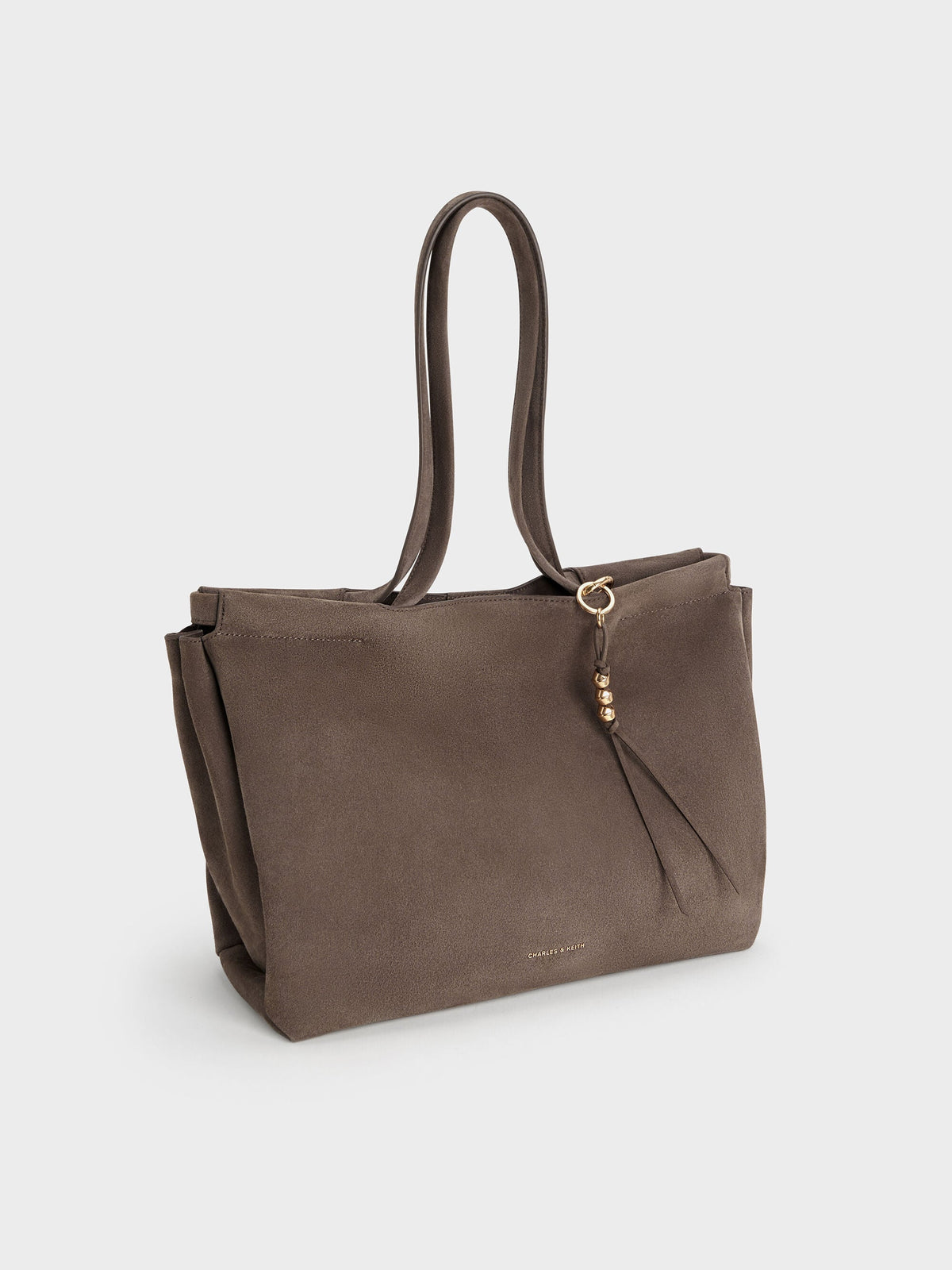 CHARLES & KEITH Popular / XL Zephyr Tassel Tote Bag - Stone Grey