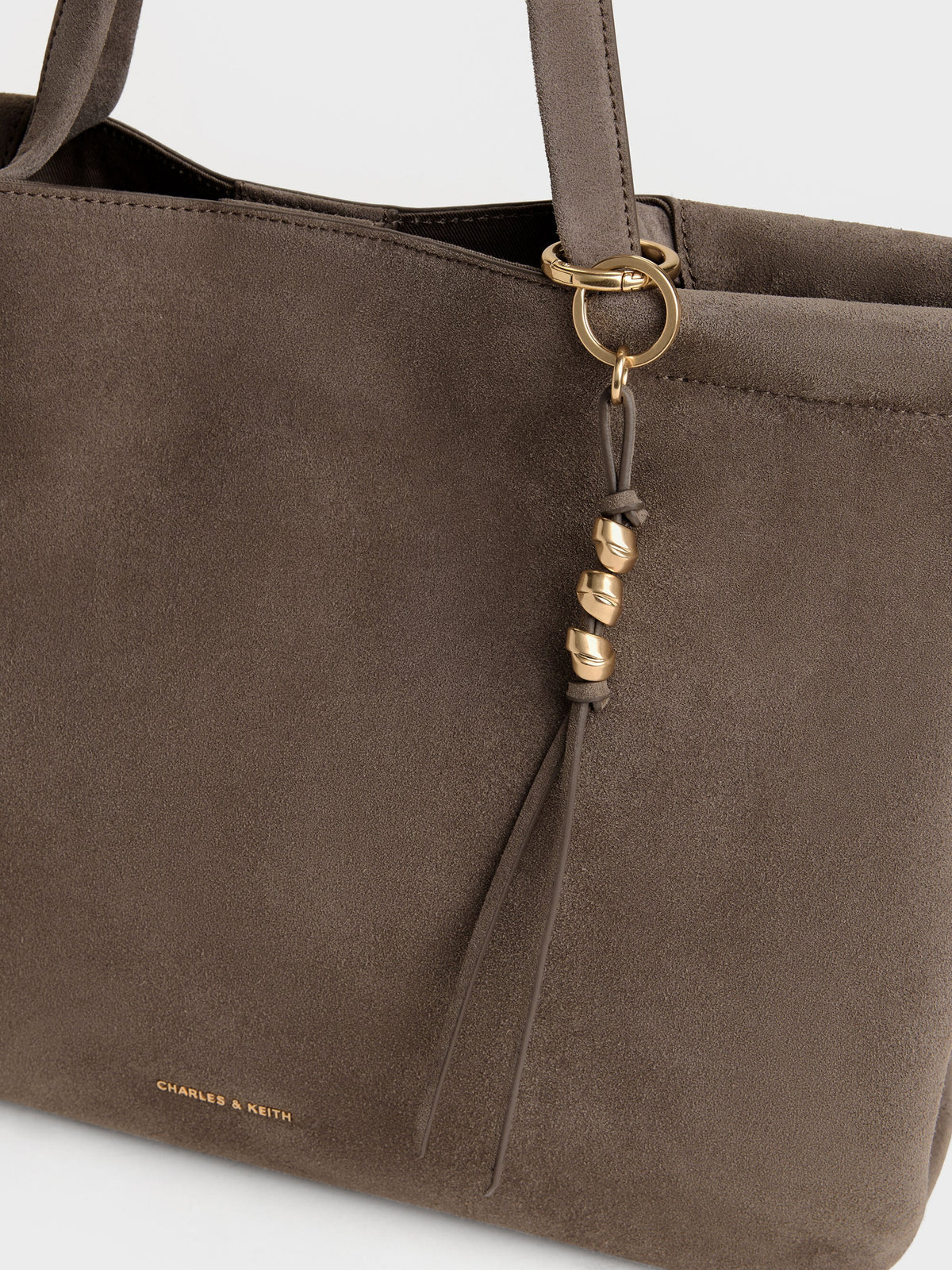 CHARLES & KEITH Popular / XL Zephyr Tassel Tote Bag - Stone Grey