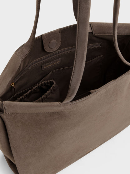 CHARLES & KEITH Popular / XL Zephyr Tassel Tote Bag - Stone Grey