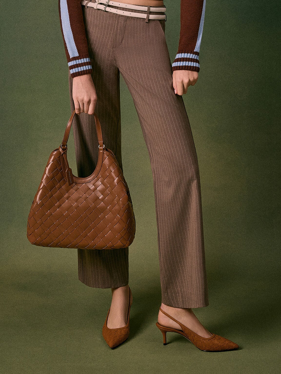 CHARLES & KEITH Best Seller / Ivette Woven Tote Bag - Chocolate