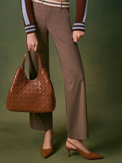 CHARLES & KEITH Best Seller / Ivette Woven Tote Bag - Chocolate