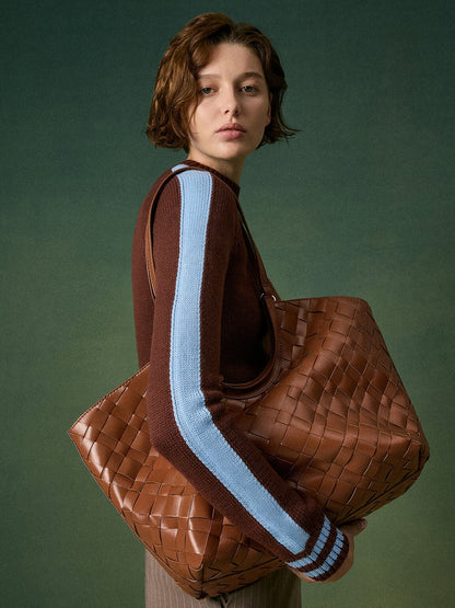 CHARLES & KEITH Best Seller / Ivette Woven Tote Bag - Chocolate