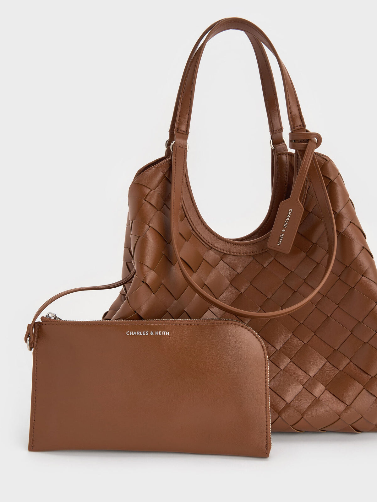 CHARLES & KEITH Best Seller / Ivette Woven Tote Bag - Chocolate