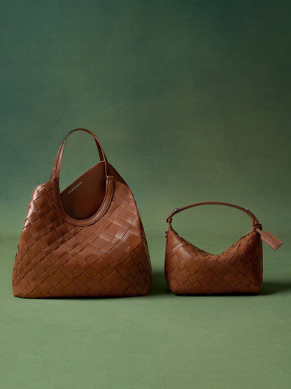 CHARLES & KEITH Best Seller / Ivette Woven Tote Bag - Chocolate