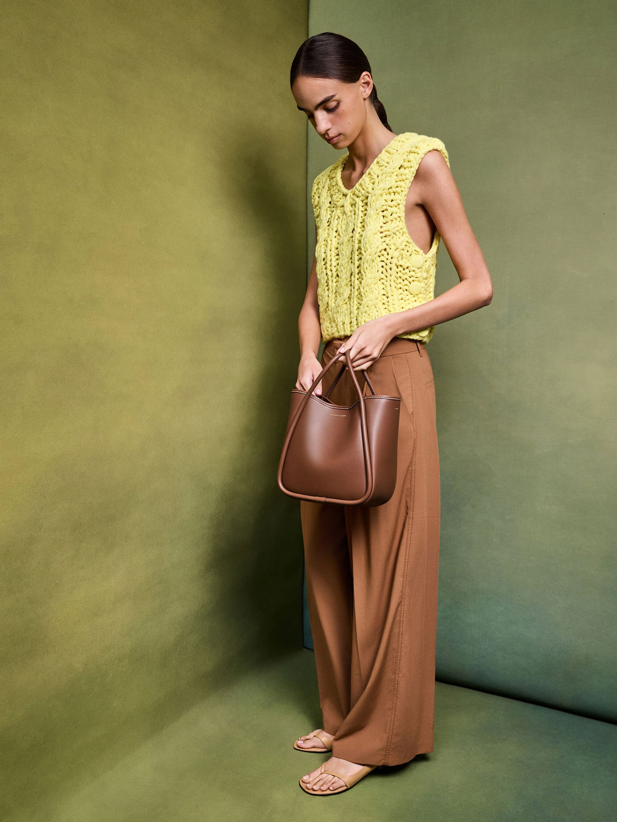 CHARLES & KEITH Discount / Mini Lyla Tubular Tote Bag - Chocolate