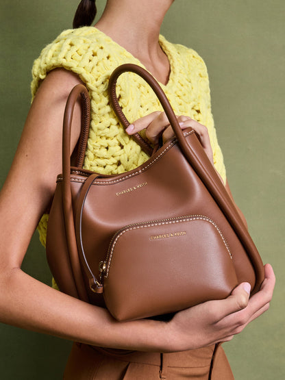CHARLES & KEITH Discount / Mini Lyla Tubular Tote Bag - Chocolate