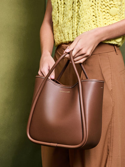 CHARLES & KEITH Discount / Mini Lyla Tubular Tote Bag - Chocolate