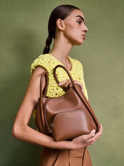 CHARLES & KEITH Discount / Mini Lyla Tubular Tote Bag - Chocolate