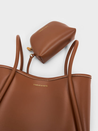 CHARLES & KEITH Discount / Mini Lyla Tubular Tote Bag - Chocolate