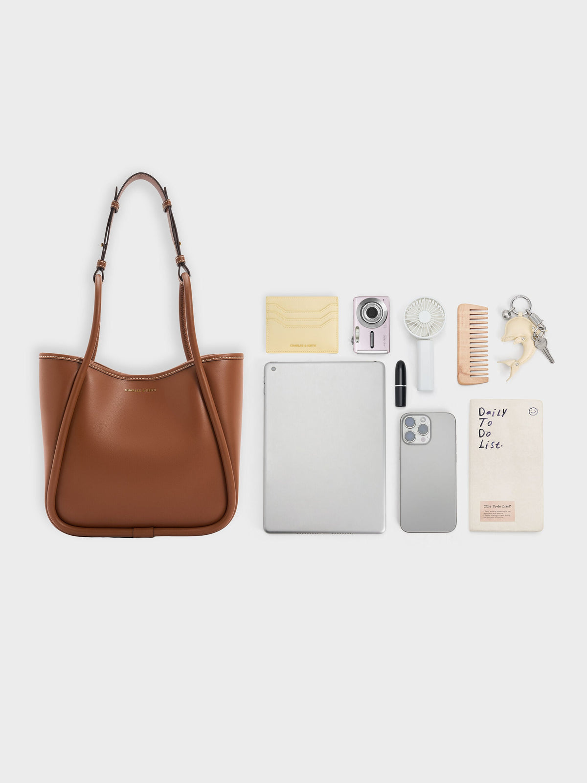 CHARLES & KEITH Discount / Mini Lyla Tubular Tote Bag - Chocolate