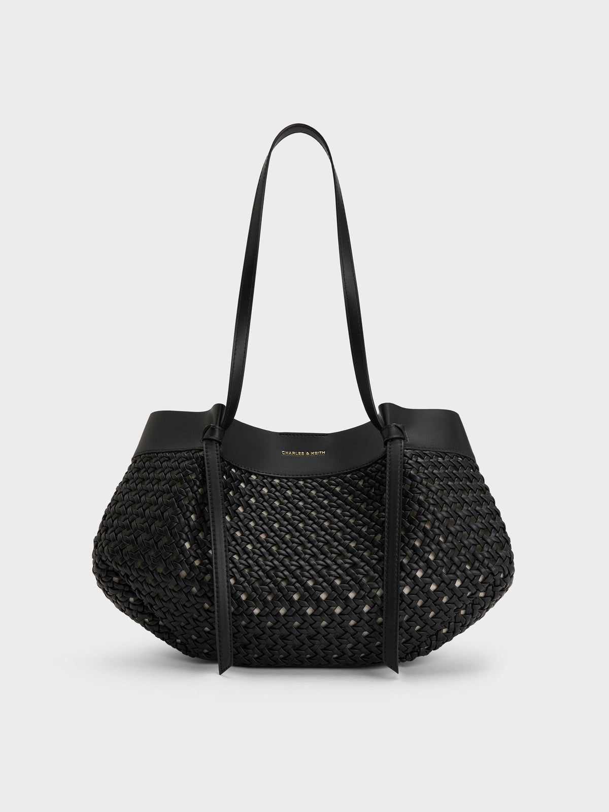 CHARLES & KEITH Trusted / Calla Woven Tote Bag - Black