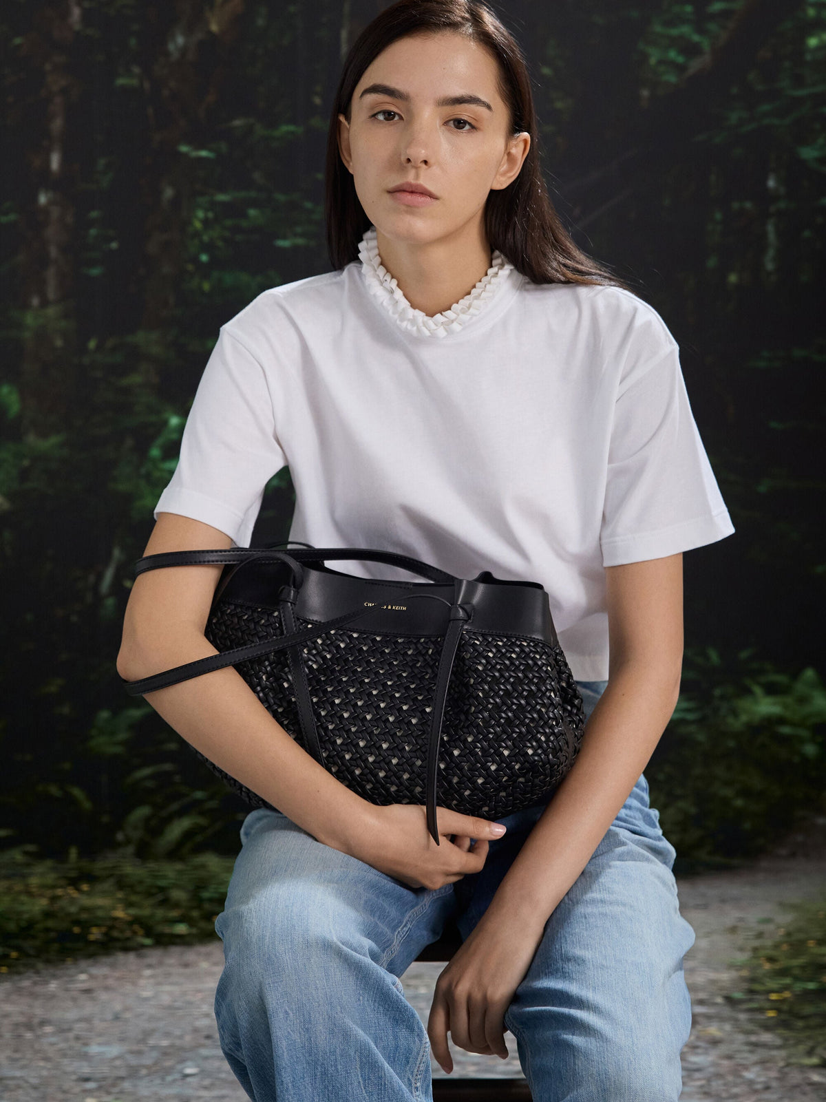 CHARLES & KEITH Trusted / Calla Woven Tote Bag - Black