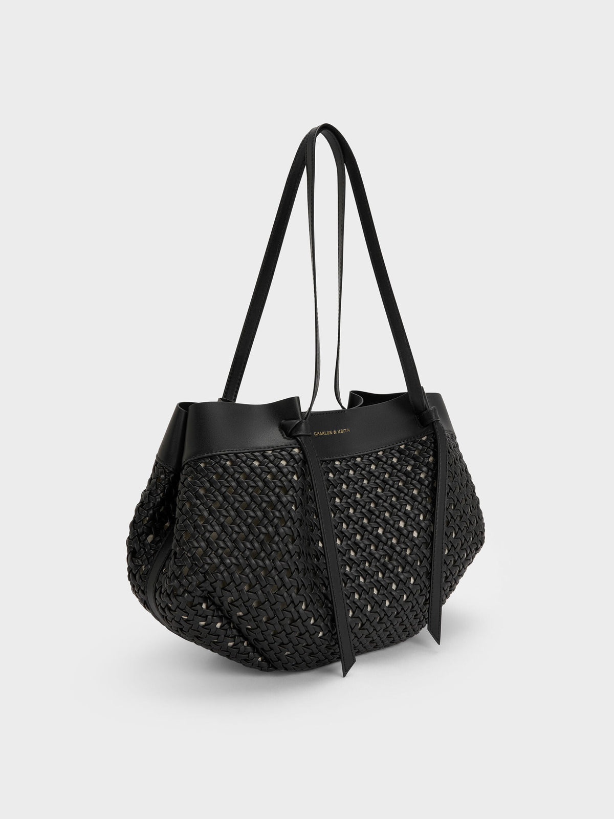 CHARLES & KEITH Trusted / Calla Woven Tote Bag - Black