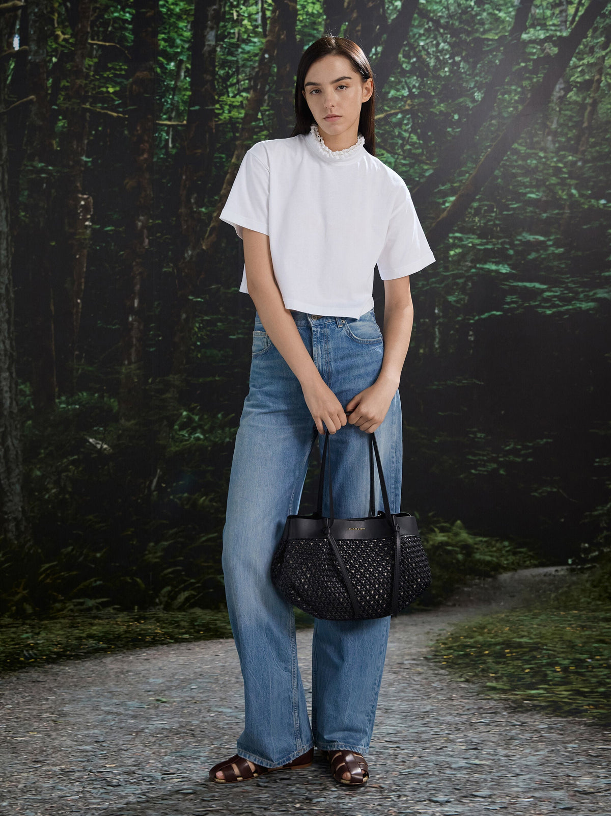 CHARLES & KEITH Trusted / Calla Woven Tote Bag - Black