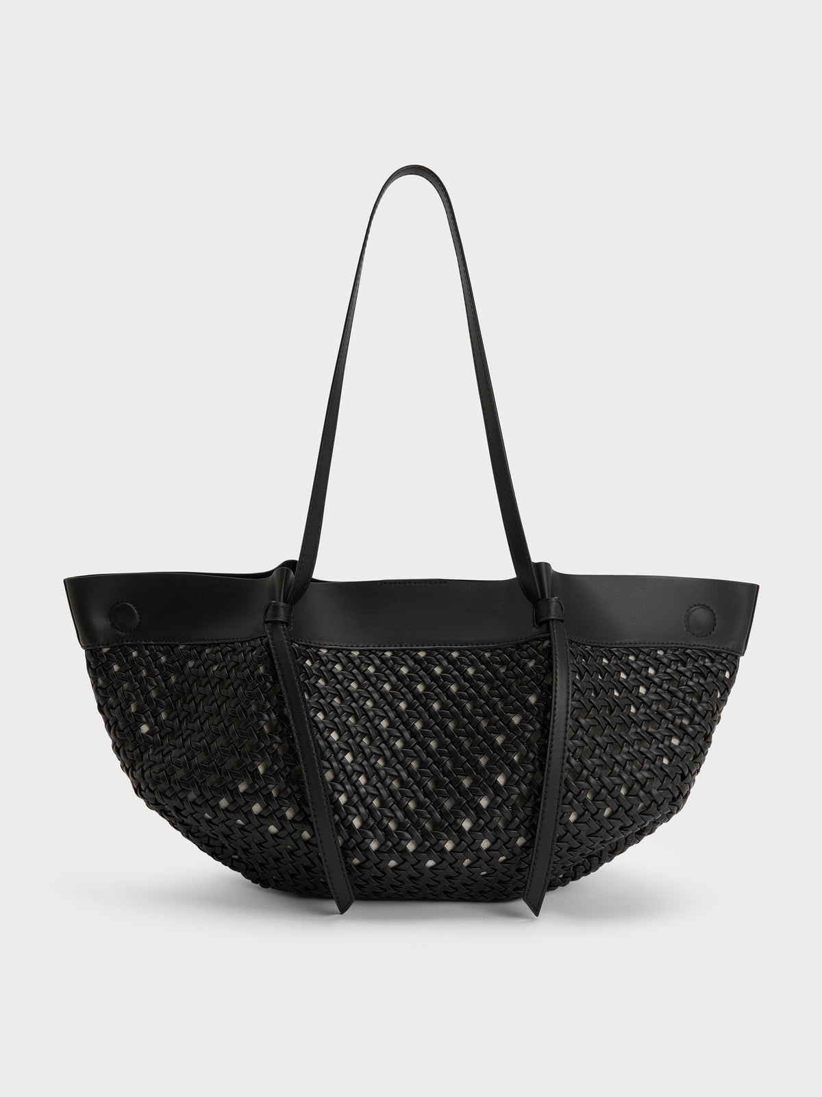 CHARLES & KEITH Trusted / Calla Woven Tote Bag - Black