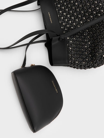 CHARLES & KEITH Trusted / Calla Woven Tote Bag - Black