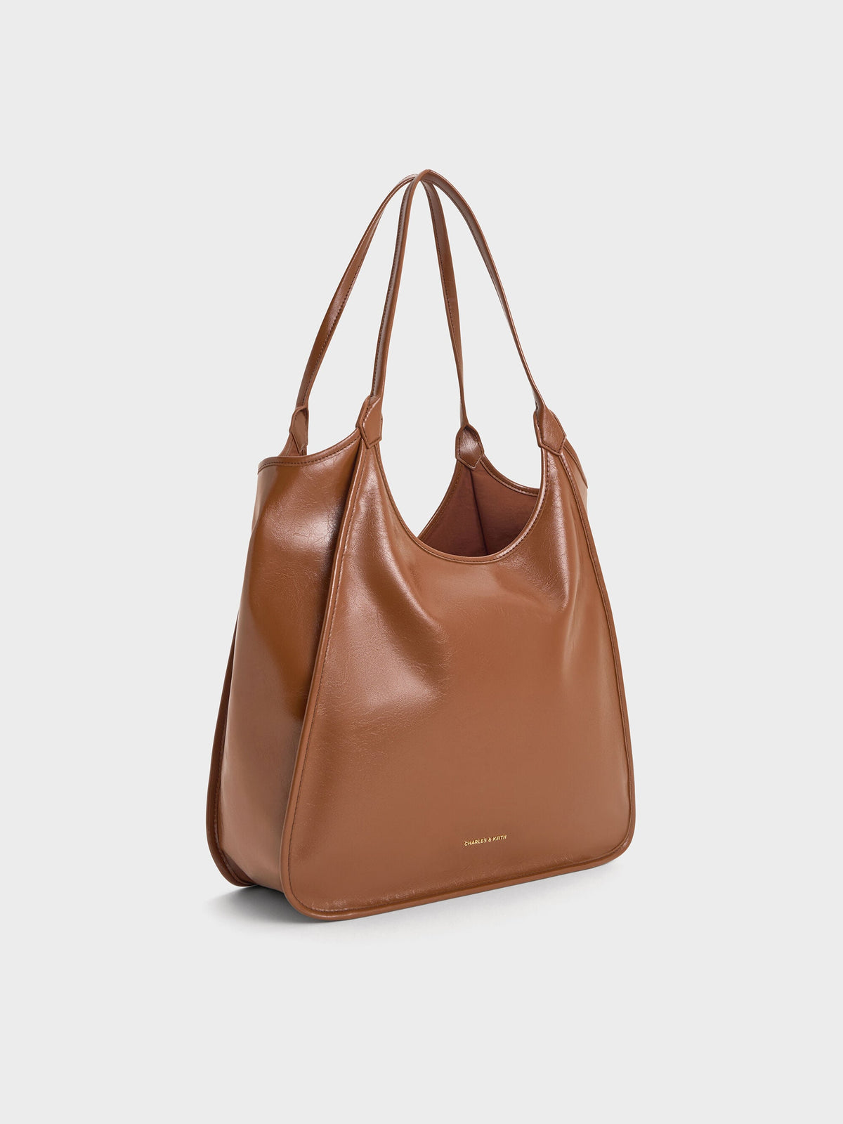 CHARLES & KEITH Everyday / Sianna Crinkle-Effect Slouchy Tote Bag - Chocolate