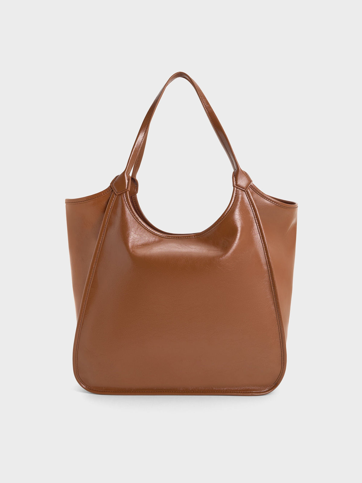 CHARLES & KEITH Everyday / Sianna Crinkle-Effect Slouchy Tote Bag - Chocolate
