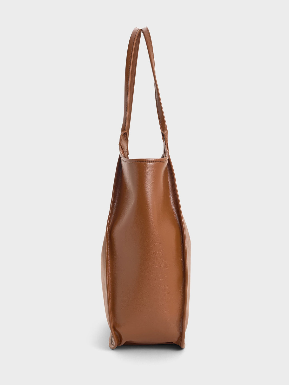 CHARLES & KEITH Everyday / Sianna Crinkle-Effect Slouchy Tote Bag - Chocolate