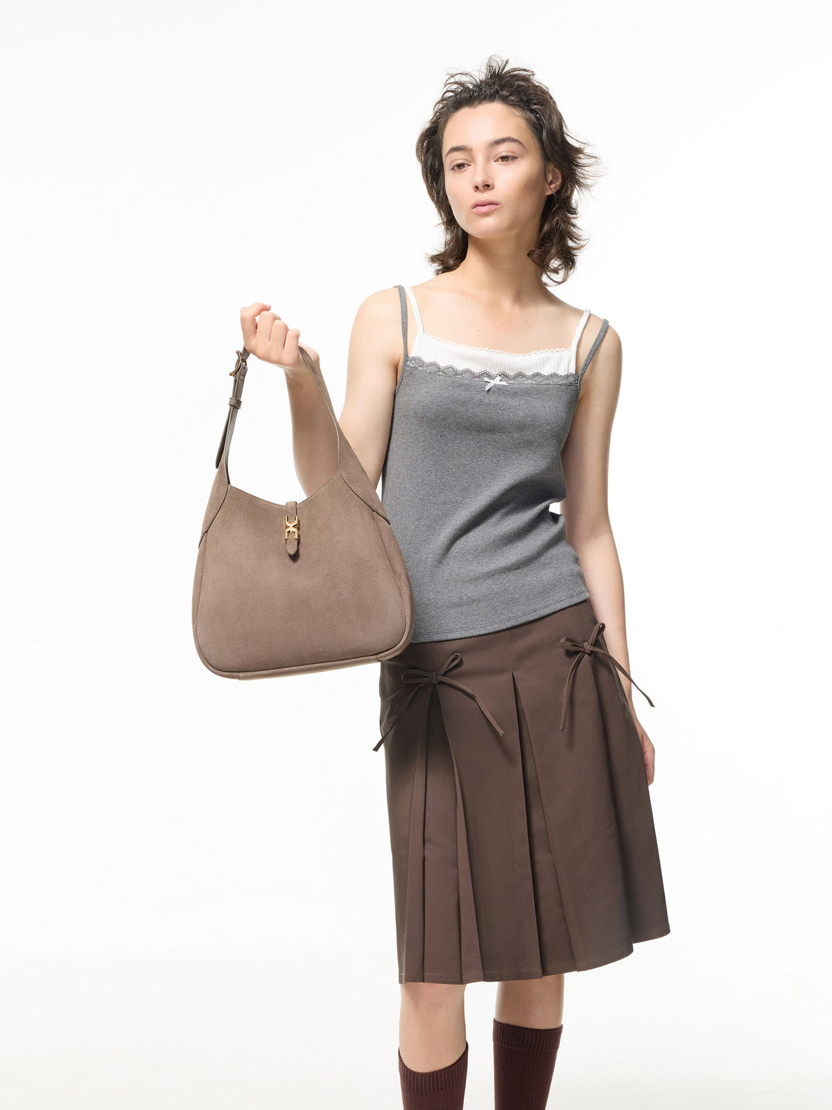 CHARLES & KEITH Special Offer / Adalyn Hobo Bag - Stone Grey