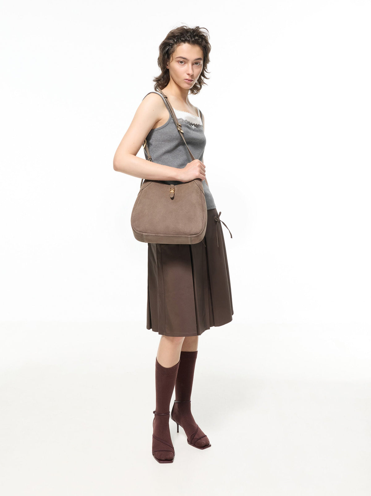CHARLES & KEITH Special Offer / Adalyn Hobo Bag - Stone Grey