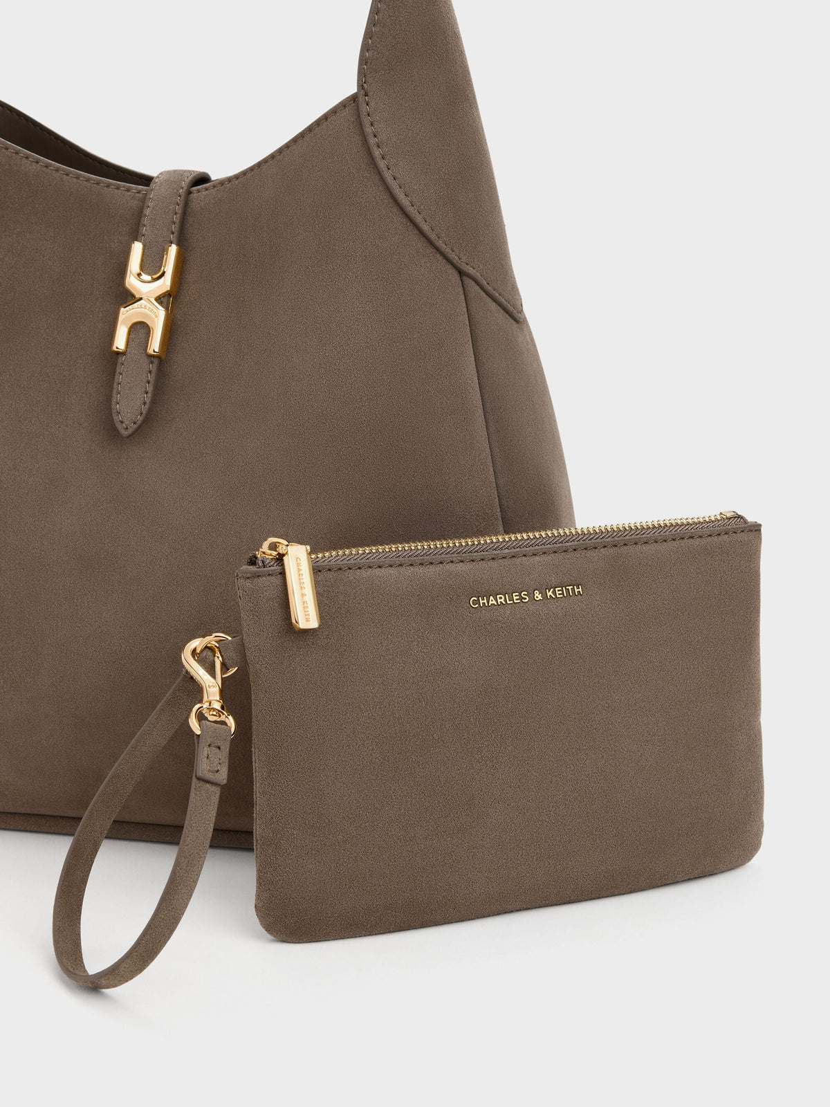CHARLES & KEITH Special Offer / Adalyn Hobo Bag - Stone Grey