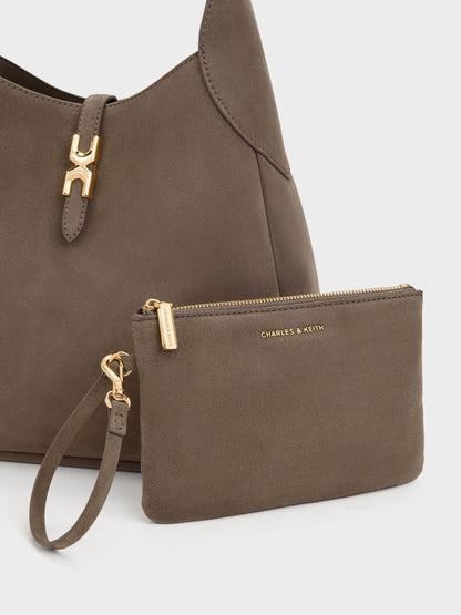 CHARLES & KEITH Special Offer / Adalyn Hobo Bag - Stone Grey